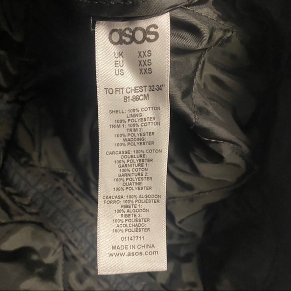 ASOS quilted olive green vest with flannel pocket size XXS - Picture 12 of 13